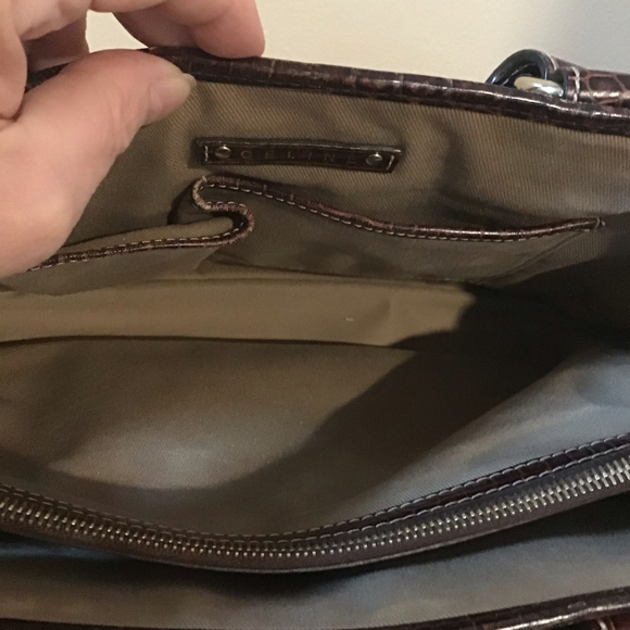 Vtg w/ COA Céline Brown Macadam Beige Dark Brown Leather - Picture 10 of 12